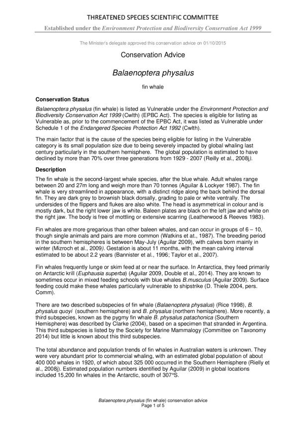 Threatened species scientific committee - Conservation advice