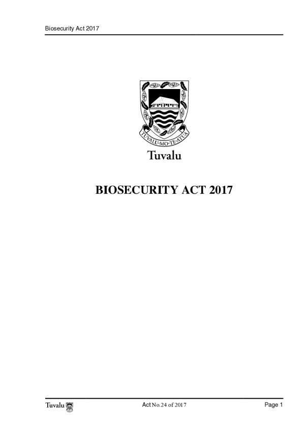 Tuvalu Biosecurity Act 2017